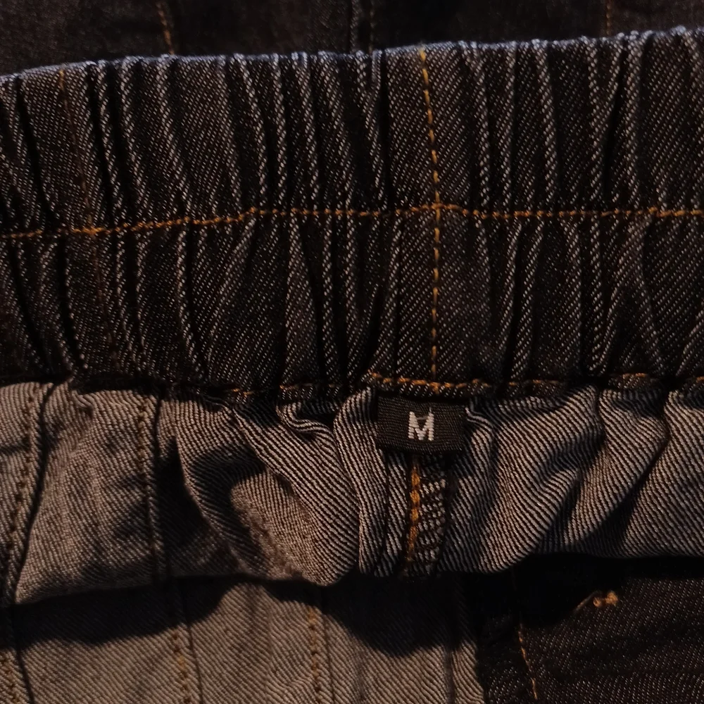 Chartou Baggy Wide Leg Jeans Elastic Mid Waist Dark Wash Size M New - Picture 7 of 10